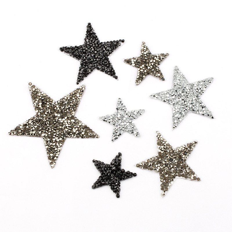 Hotfix Rhinestone Sheet - 4/6/8 cm Düzeltme Jet Hematit Yıldız