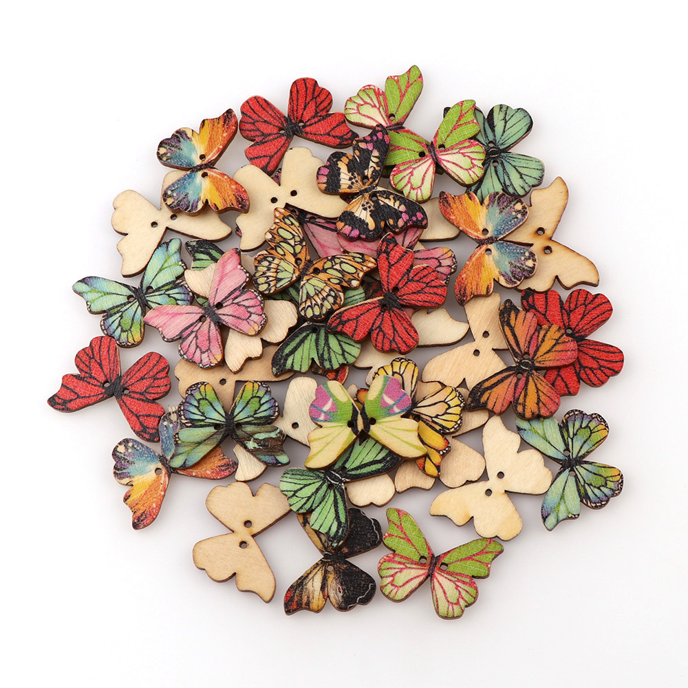 50 adet Kelebek ahşap düğme ka - Embellishments For Scrapbooking incelemesi ve fiyatı